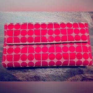 Kate Spade New York dark red geometric clutch